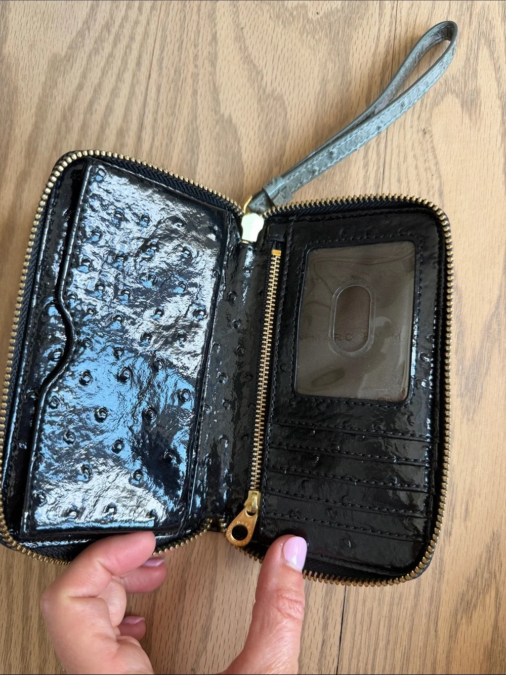 Marc by Marc Jacobs Black Patent Wristlet Card Holder with Logo Plaque